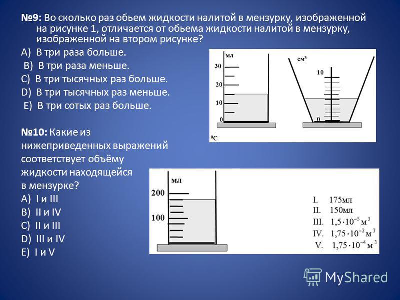 Чему равен объем налитой жидкости