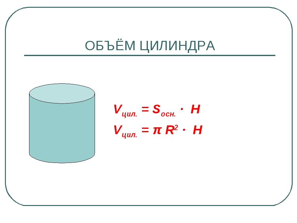 Объем цилиндра равен формула. Объем цилиндра. Формулаобьема цилиндра. Формула вычисления объема цилиндра. Цилиндр геометрия объем.